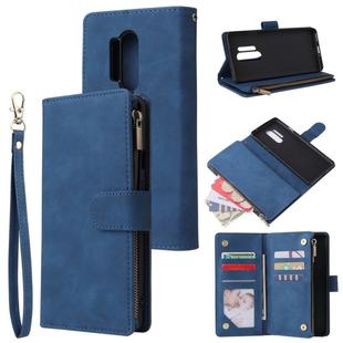 For OnePlus 8 Pro Multifunctional Horizontal Flip Leather Case, with Card Slot & Holder & Zipper Wallet & Photo Frame(Blue)