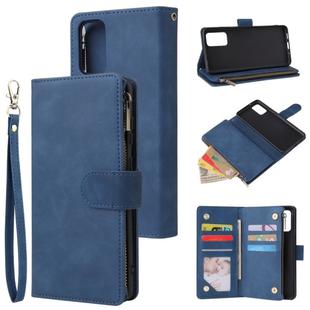 For Galaxy S20+ Multifunctional Horizontal Flip Leather Case, with Card Slot & Holder & Zipper Wallet & Photo Frame(Blue)
