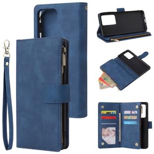 For Galaxy S20 Ultra Multifunctional Horizontal Flip Leather Case, with Card Slot & Holder & Zipper Wallet & Photo Frame(Blue)