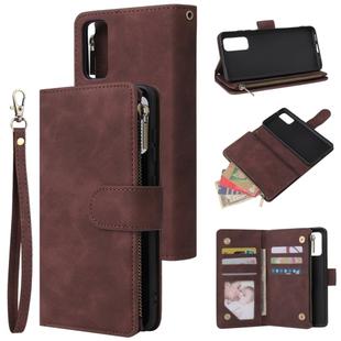 For Galaxy S20 Multifunctional Horizontal Flip Leather Case, with Card Slot & Holder & Zipper Wallet & Photo Frame(Coffee)
