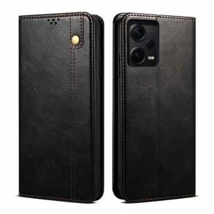 For Xiaomi Redmi Note 12 Pro 5G China Oil Wax Crazy Horse Texture Leather Phone Case(Black)