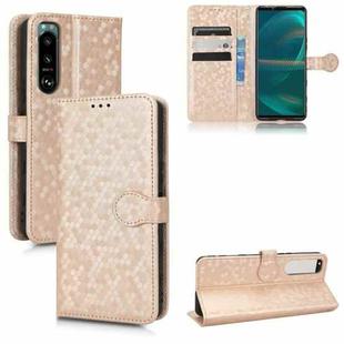 For Sony Xperia 5 III Honeycomb Dot Texture Leather Phone Case(Gold)