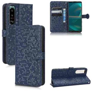 For Sony Xperia 5 III Honeycomb Dot Texture Leather Phone Case(Blue)