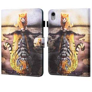 For iPad 10th Gen 10.9 2022 Coloured Drawing Stitching Smart Leather Tablet Case(Cat and Tiger)