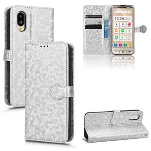 For Sharp Aquos Simple Sumaho 6 Honeycomb Dot Texture Leather Phone Case(Silver)