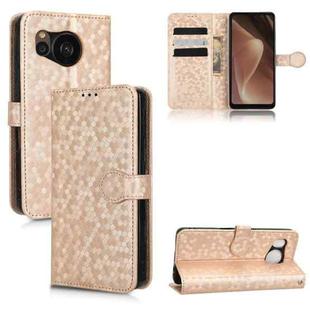 For Sharp Aquos Sense7 Plus Honeycomb Dot Texture Leather Phone Case(Gold)