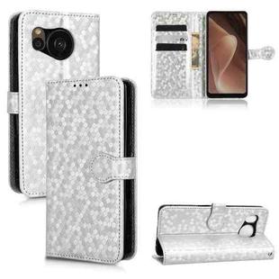 For Sharp Aquos Sense7 Plus Honeycomb Dot Texture Leather Phone Case(Silver)