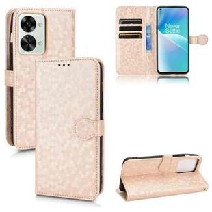 For OnePlus Nord 2T 5G Honeycomb Dot Texture Leather Phone Case(Gold)