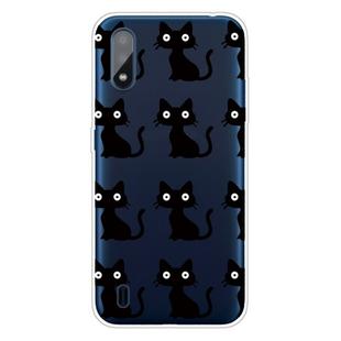 For Galaxy A01 Shockproof Painted Transparent TPU Protective Case(Black Cats)