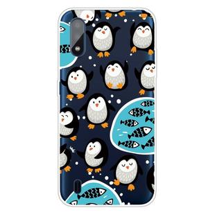 For Galaxy A01 Shockproof Painted Transparent TPU Protective Case(Penguin)