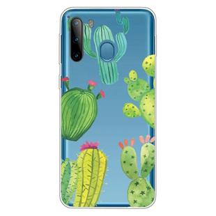 For Galaxy A21 Shockproof Painted Transparent TPU Protective Case(Cactus)