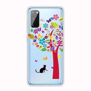 For Galaxy A41 Shockproof Painted Transparent TPU Protective Case(Tree and Cat)