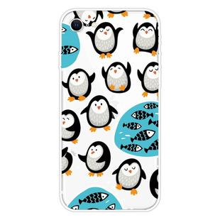 For iPhone SE 2022 / SE 2020 Shockproof Painted Transparent TPU Protective Case(Penguin)