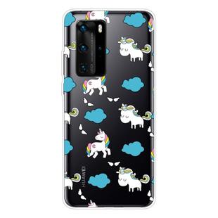 For Huawei P40 Shockproof Painted Transparent TPU Protective Case(Clound Horse)