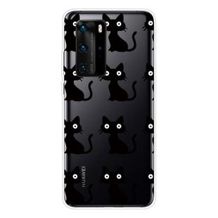 For Huawei P40 Shockproof Painted Transparent TPU Protective Case(Black Cats)