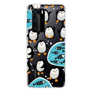 For Huawei P40 Shockproof Painted Transparent TPU Protective Case(Penguin)