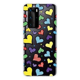 For Huawei P40 Shockproof Painted Transparent TPU Protective Case(Hearts)