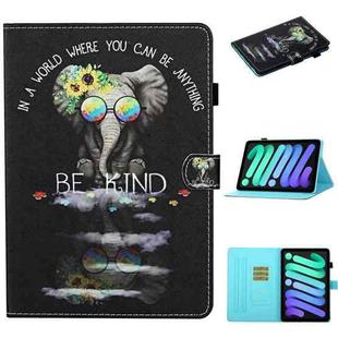 For iPad 10th Gen 10.9 2022 Coloured Drawing Stitching Smart Leather Tablet Case(Spectacles Elephant)