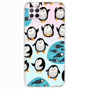 For Huawei P40 Lite Shockproof Painted Transparent TPU Protective Case(Penguin)