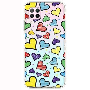 For Huawei P40 Lite Shockproof Painted Transparent TPU Protective Case(Hearts)