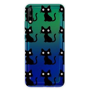 For Huawei P40 Lite E Shockproof Painted Transparent TPU Protective Case(Black Cats)