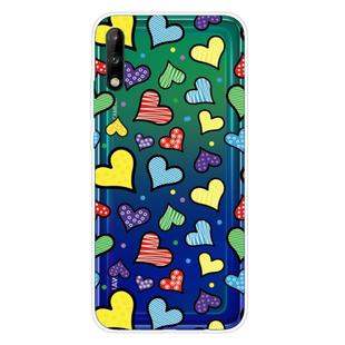 For Huawei P40 Lite E Shockproof Painted Transparent TPU Protective Case(Hearts)