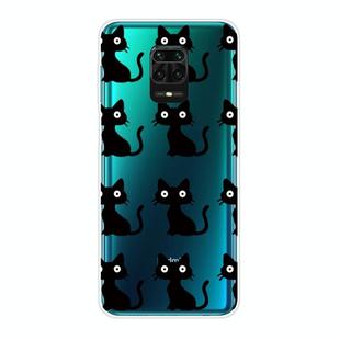 For Xiaomi Redmi Note 9S Shockproof Painted Transparent TPU Protective Case(Black Cats)