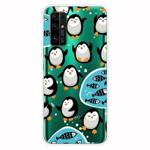 For Huawei Honor 30S Shockproof Painted Transparent TPU Protective Case(Penguin)