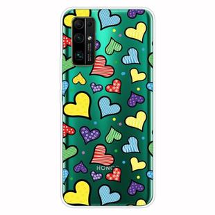 For Huawei Honor 30S Shockproof Painted Transparent TPU Protective Case(Hearts)