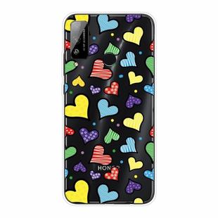 For Huawei Honor Play 4T Shockproof Painted Transparent TPU Protective Case(Hearts)