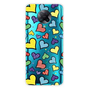 For Xiaomi Redmi K30 Pro Shockproof Painted Transparent TPU Protective Case(Hearts)