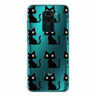 For Xiaomi Redmi Note 9 Shockproof Painted Transparent TPU Protective Case(Black Cats)
