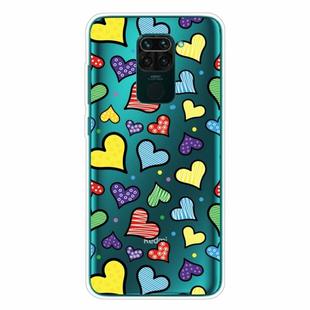 For Xiaomi Redmi Note 9 Shockproof Painted Transparent TPU Protective Case(Hearts)