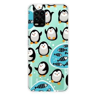 For Xiaomi Mi 10 Lite 5G Shockproof Painted Transparent TPU Protective Case(Penguin)