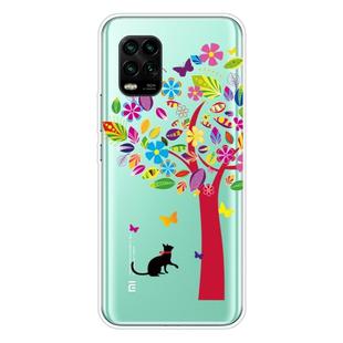 For Xiaomi Mi 10 Lite 5G Shockproof Painted Transparent TPU Protective Case(Tree and Cat)