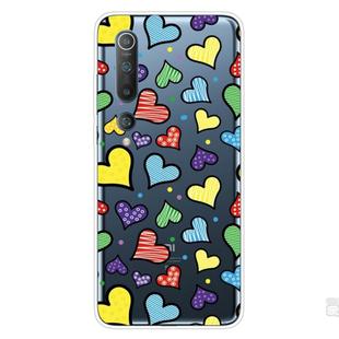 For Xiaomi Mi 10 Pro 5G Shockproof Painted Transparent TPU Protective Case(Hearts)