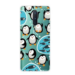 For OnePlus 8 Shockproof Painted Transparent TPU Protective Case(Penguin)