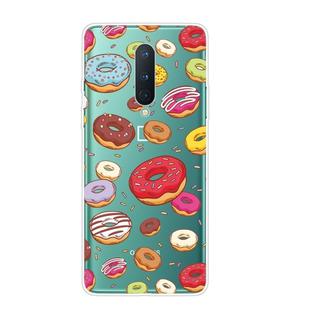 For OnePlus 8 Shockproof Painted Transparent TPU Protective Case(Donuts)