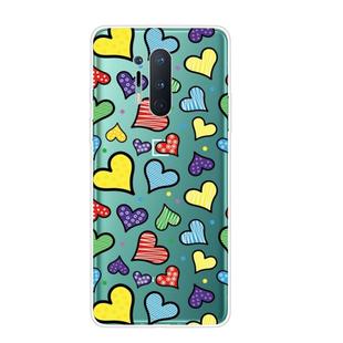 For OnePlus 8 Pro Shockproof Painted Transparent TPU Protective Case(Hearts)