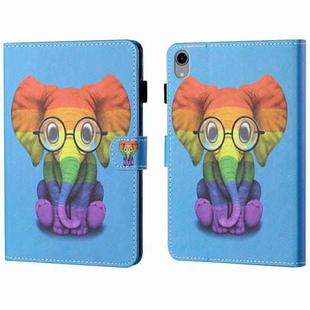 For iPad 10th Gen 10.9 2022 Coloured Drawing Stitching Smart Leather Tablet Case(Colorful Elephant)