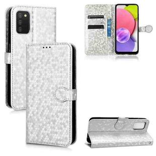 For Samsung Galaxy A03s 166mm Honeycomb Dot Texture Leather Phone Case(Silver)