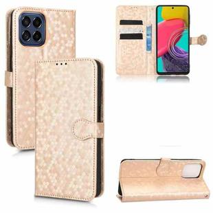 For Samsung Galaxy M33 5G Honeycomb Dot Texture Leather Phone Case(Gold)