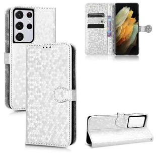 For Samsung Galaxy S21 Ultra 5G Honeycomb Dot Texture Leather Phone Case(Silver)
