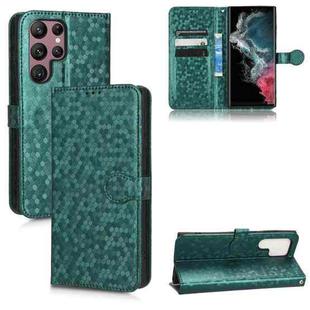 For Samsung Galaxy S22 Ultra 5G Honeycomb Dot Texture Leather Phone Case(Green)