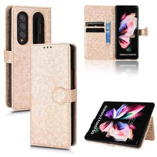 For Samsung Galaxy Z Fold4 5G Honeycomb Dot Texture Leather Phone Case(Gold)