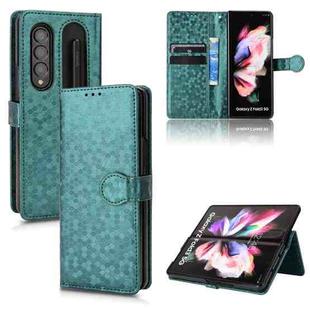 For Samsung Galaxy Z Fold4 5G Honeycomb Dot Texture Leather Phone Case(Green)