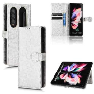 For Samsung Galaxy Z Fold4 5G Honeycomb Dot Texture Leather Phone Case(Silver)