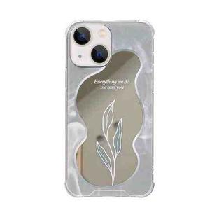 For iPhone 14 Color Painted Mirror Phone Case(Leaf)