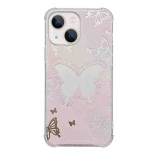 For iPhone 13 mini Color Painted Mirror Phone Case(Pink Butterfly)