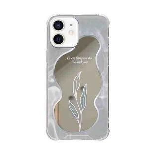 For iPhone 12 mini Color Painted Mirror Phone Case(Leaf)